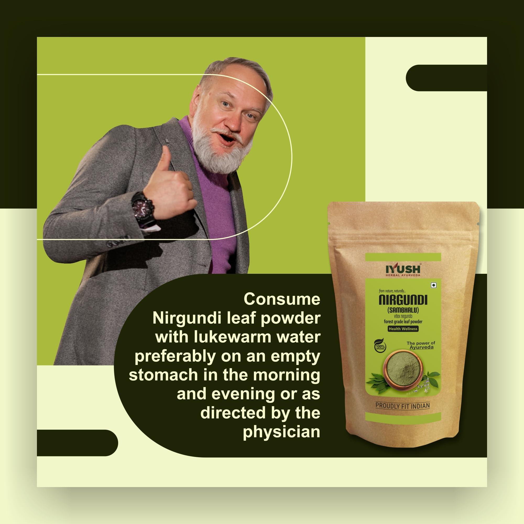 IYUSH Nirgundi Powder, 400 gm | Vitex Negundo Leaves Powder | Herbal Powder for Nurturing Bone and Joint Health |