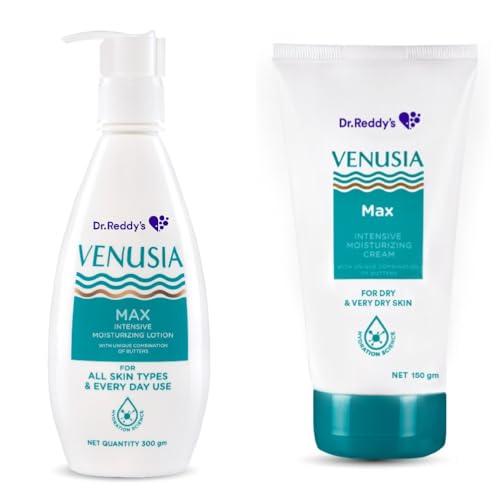 Venusia Dr. Reddys Venusia Max Combo of Cream 150g & Lotion 300g|Intensive Moisturizing Lotion and Cream|Paraben Free Body Lotion and Cream For Dry Skin | Moisturizer Infused With Shea Butter & Cocoa Butter