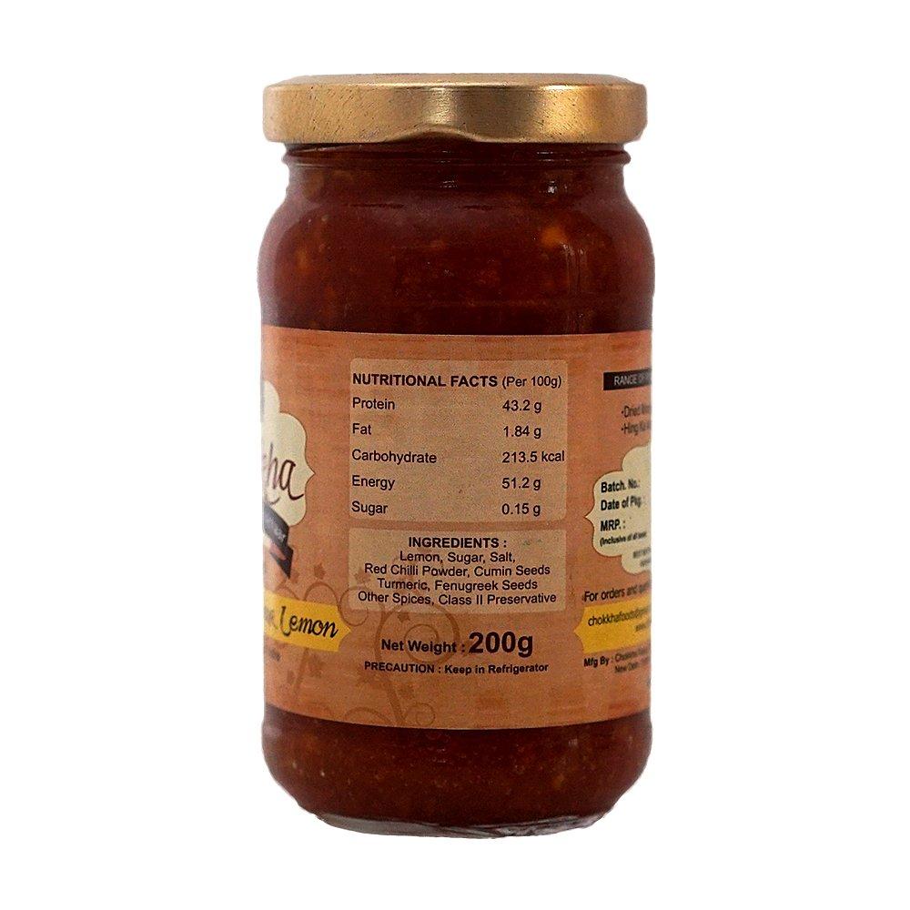 Chokkha Chookha Traditional Homemeade Hing Mango & Sweet & Sour Lemon Pickle (Hing Aam Khatta Metha Nimbu) | No colour Added | Vegan | 100% Oil-Free | Combo of 2 | 200 Gm Each