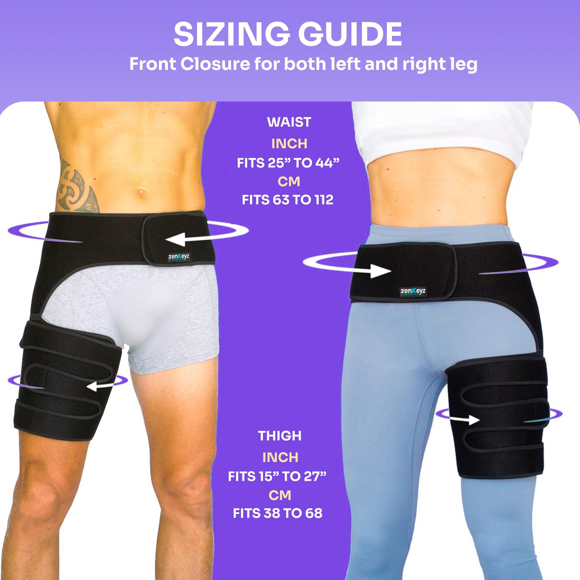 ZENKEYZ Copper Compression Hip Brace Sciatica - Groin Wrap for Pain Relief Thigh Compression Sleeve - Support for Hip Flexor Arthritis for Pulled Muscles-Sciatica Nerve Brace Injury for Men and Women (Left