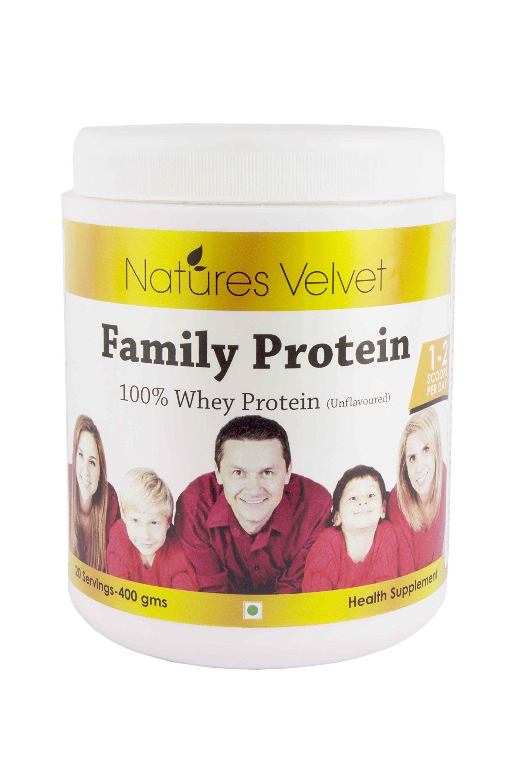 nature's velvet Natures Velvet Family Protein 100% Whey Protein (Unflavoured) 400gms