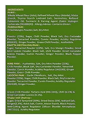 SLM SLM Pani Puri Golgappe Puchka kit with 4 Different Flavours 250g Each Combo (Pack of 2) 100g Puris, Pudhina Pani, Hing Pani, Lasooni Pani, Khatha Meetha Imli Pani and khajur Imli Chutney.