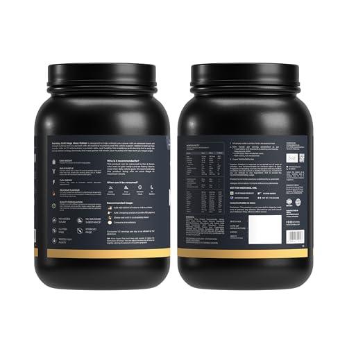 Nutrabay Nutrabay Gold Mega Mass Gainer Powder - 1kg, Rich Chocolate Creme | 100% Veg | 40.7g Protein, 122g Carbs, 714 Calories | Muscle Building & Weight Gainer Supplement for Men & Women