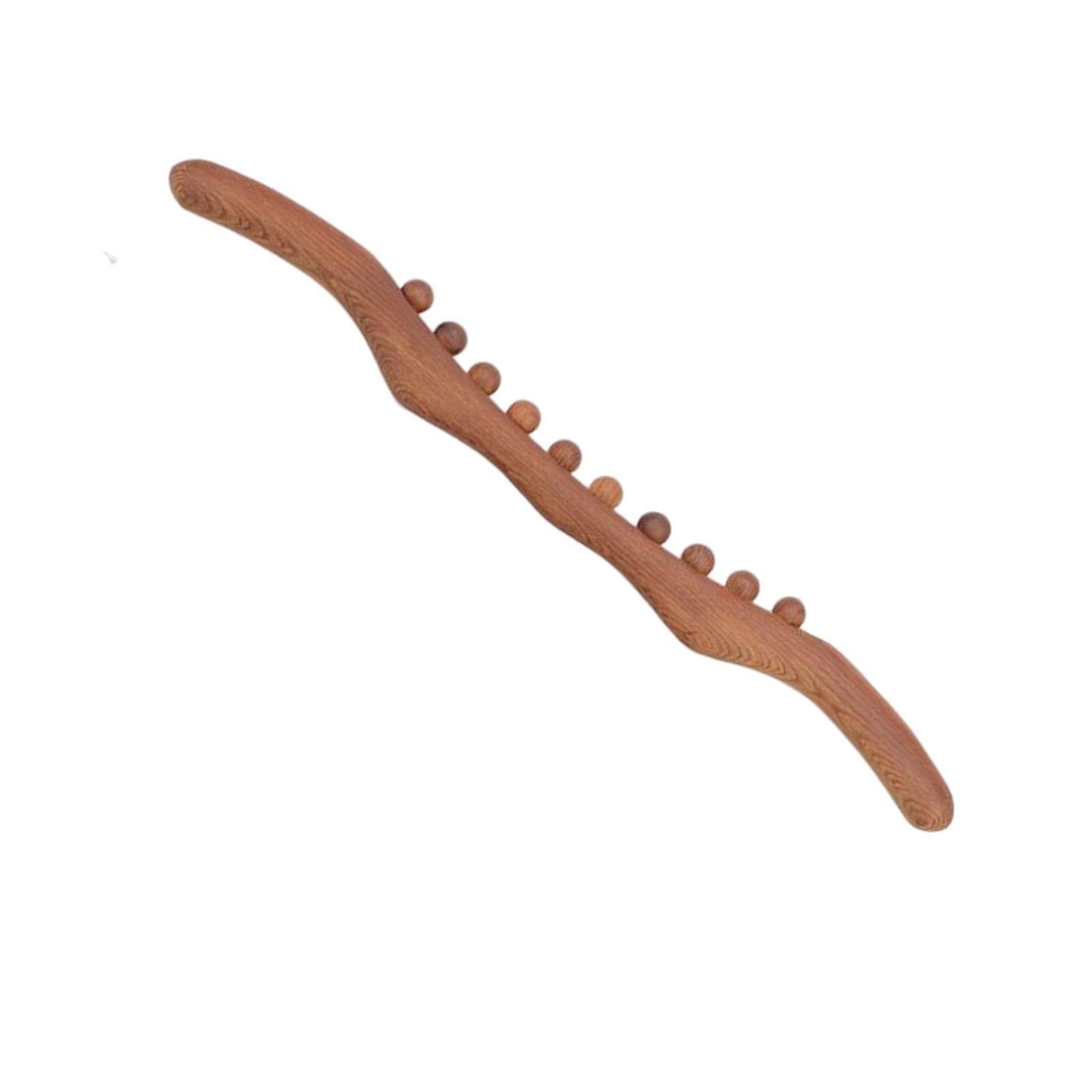 LICHTS LICHTS Wood Massage Stick 10 Beads Rolling Pin Massager for Body Leg Shoulder Waist