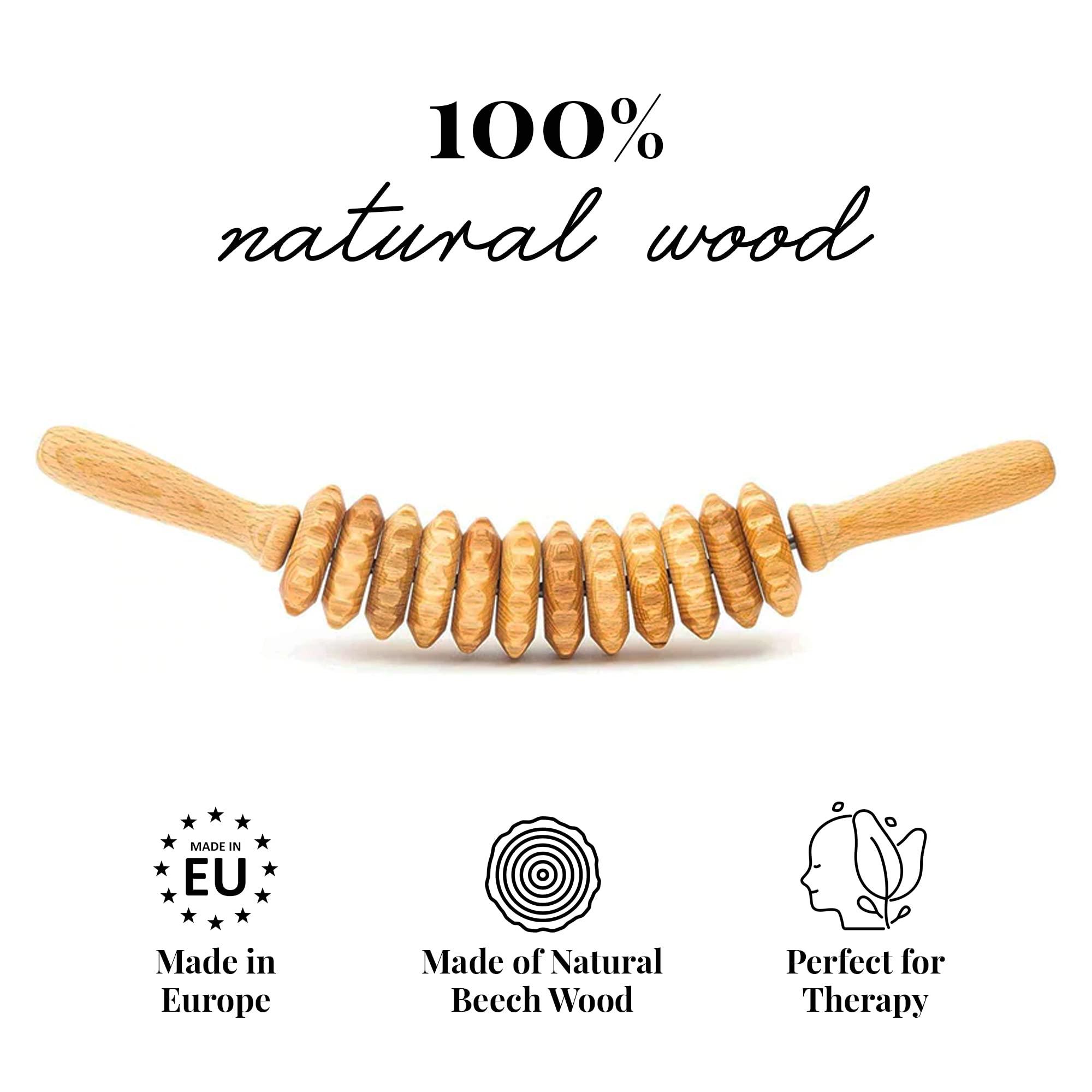 tuuli Tuuli Accessories - Curved Wooden Massage Roller for Waist and Thigh, Multi-Functional Body Roller for Cellulite Reduction and Muscle Tension, Natural Massager for Women and Men