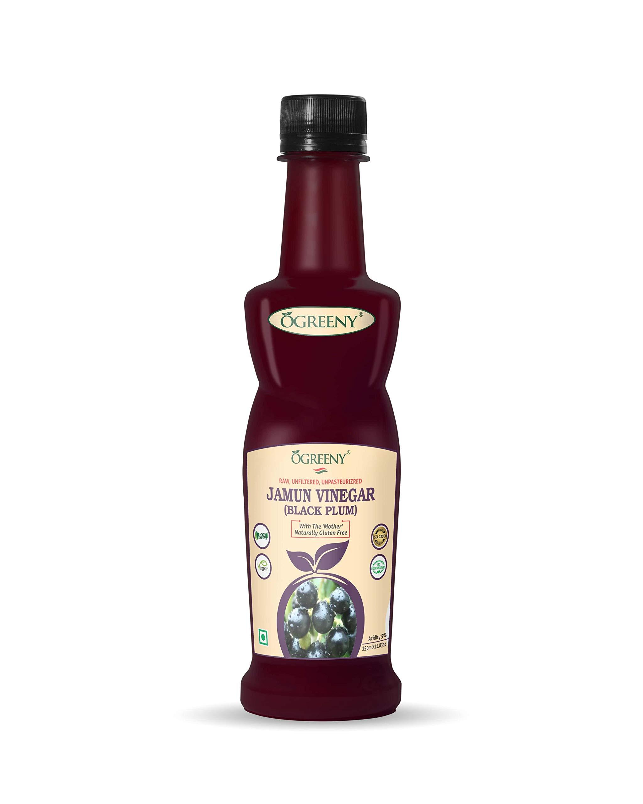 OGREENY Ogreeny Jamun Vinegar Organic with Mother 350 ml - Raw, Unfiltered (Made with Organic Jamun Fruits)