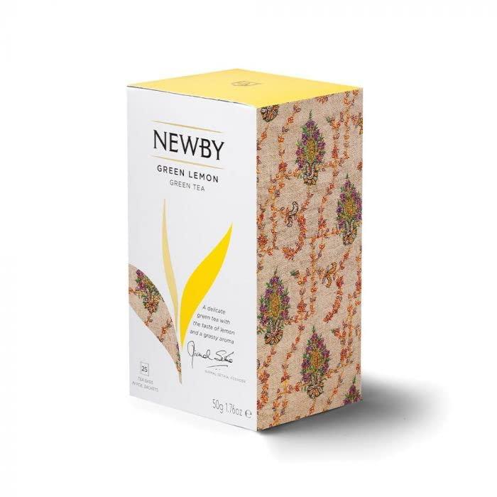 Newby Newby Green Lemon Tea | 25 Tea Bags | Natural Fusion of Verdant Green Tea wth Bright Dried Lemon | 50 gms