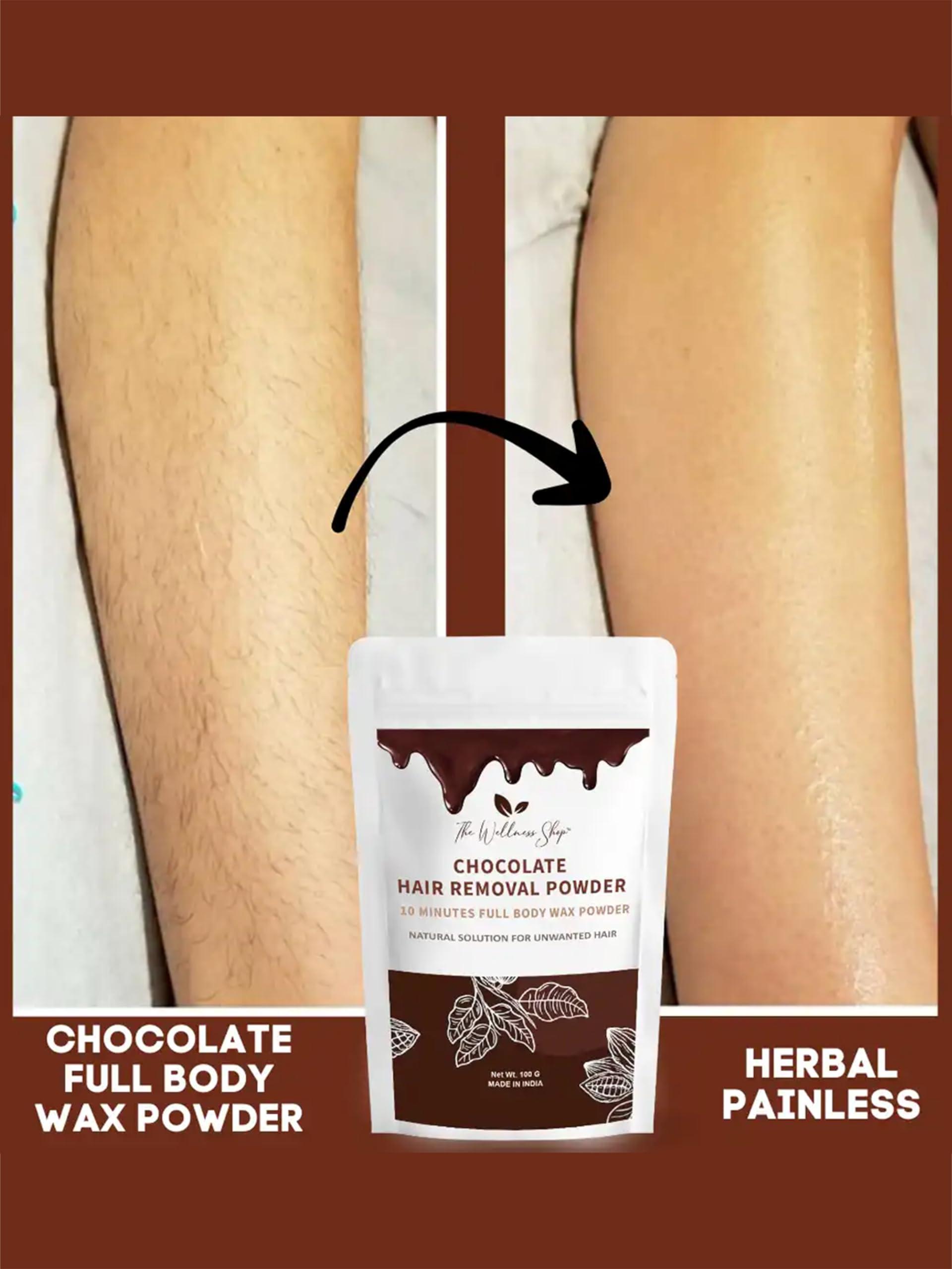 The Wellness Shop The Wellness Shop - Women Chocolate Hair Removal Powder, 10 Minute Full Body Waxing Powder, Painless And Natural Solution For Unwanted Hair And Parlour Like Result At Home