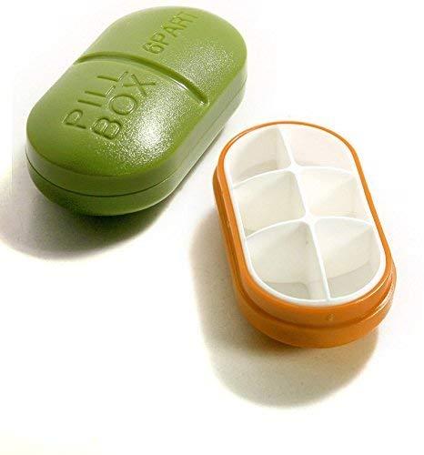 GLIVE (LABEL) GLIVE (LABEL) Portable 6-Slot Capsule Shape Pill Medicine Storage Pill Box Organizer Box for Pills/Vitamin/Supplements (1)
