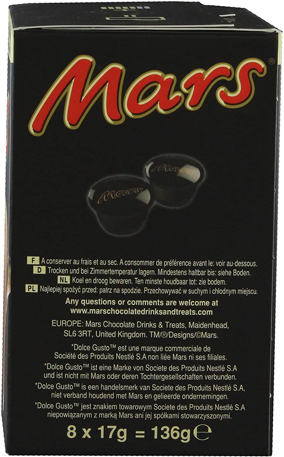 Mars Wrigley Mars Hot Chocolate Pods Compatible With Nescafe Dolce Gusto Machines 8 Pods 136g