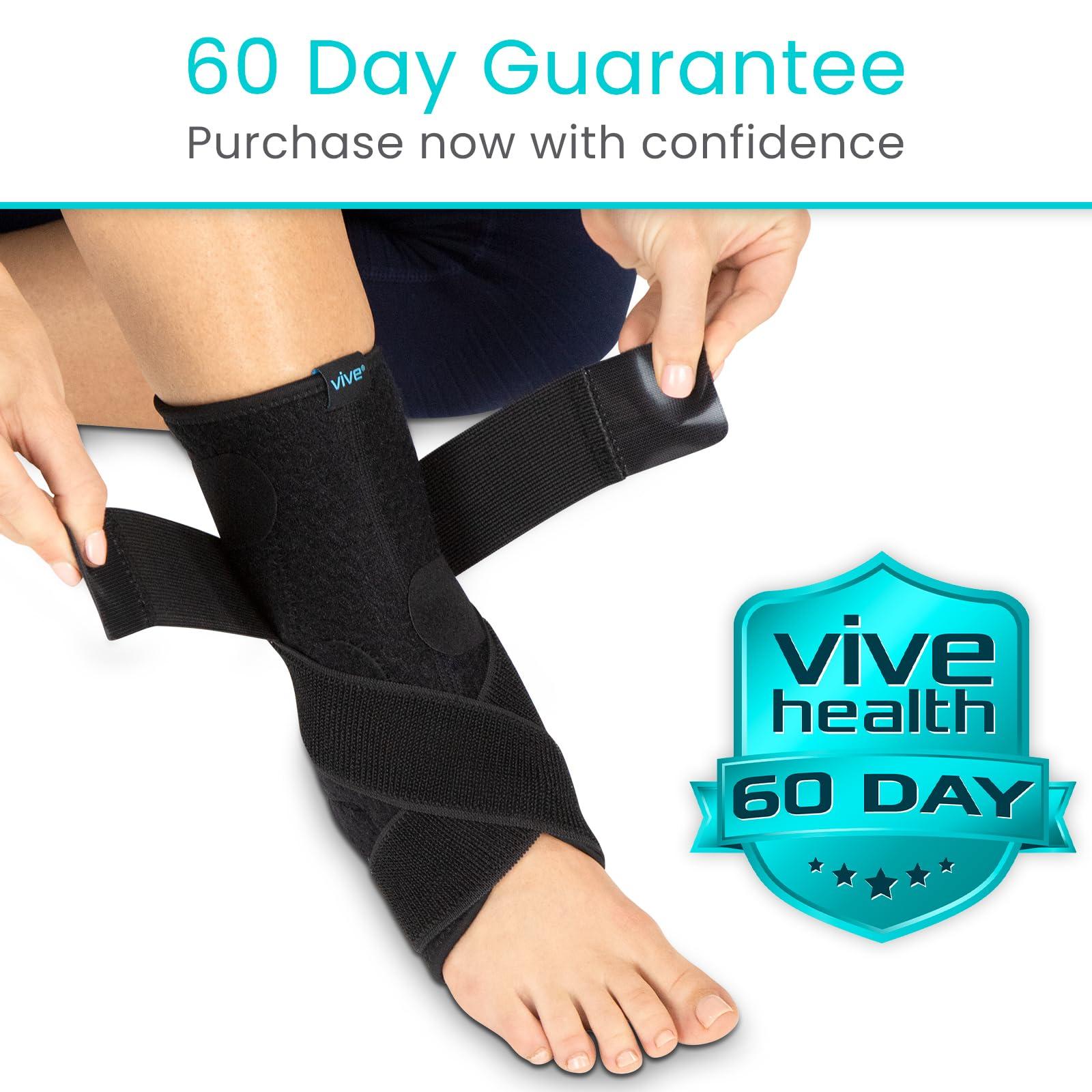 VIVE Sprained Ankle Brace by Vive - Ankle Support Secured with Extra-Strength Velcro One Size Fits Most - Best Ankle Wrap for Exercise Running Pain Relief and Injury Recovery - Vive Guarantee