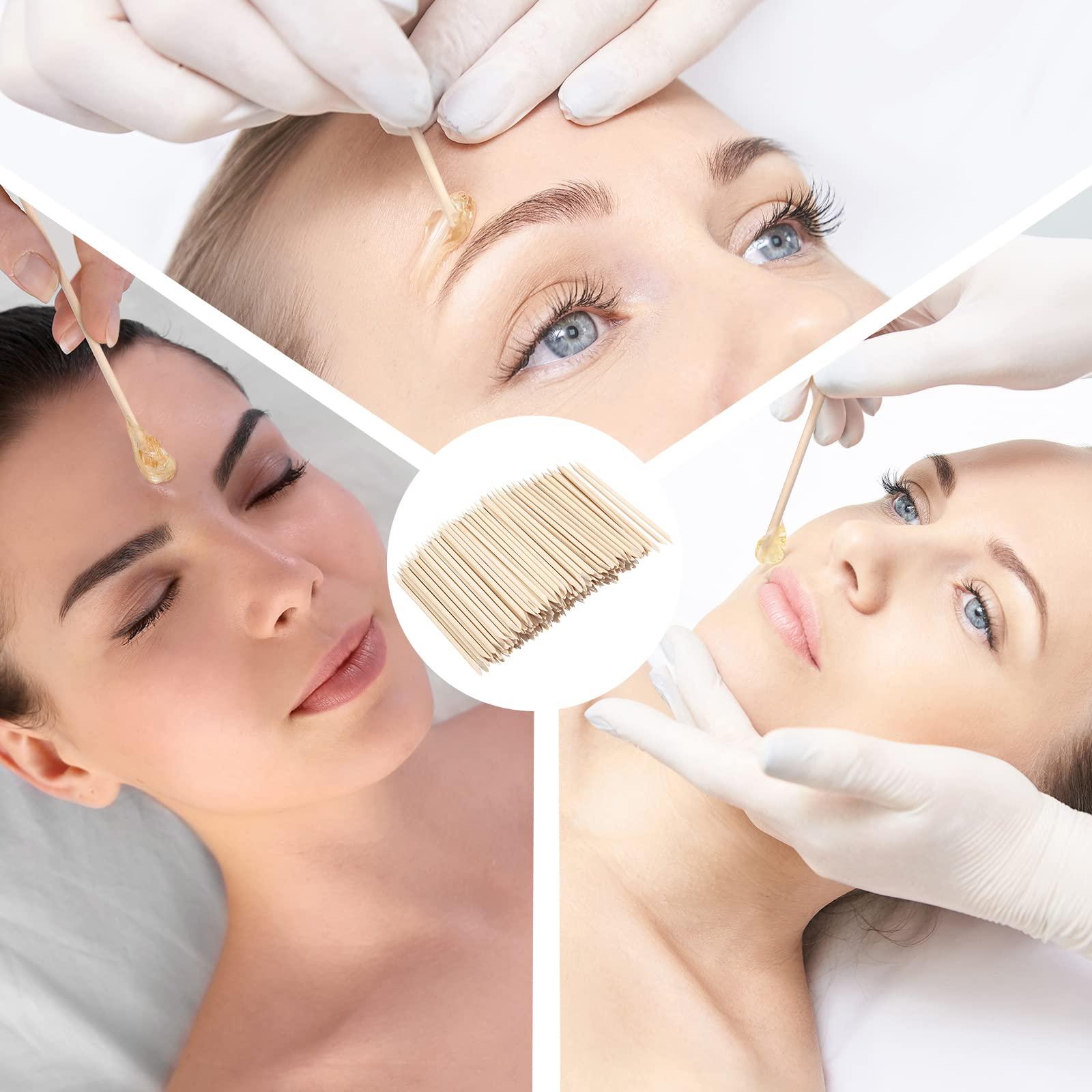 Demissle 400 Pack Eye Brow Wooden Wax Sticks Mini Waxing Applicator Sticks Lip Nose Eyebrow Waxing Sticks Wood Craft Small Wax Applicator Facial Hair Wax Spatula for Home Spa Hair Removal and Smooth Skin Use