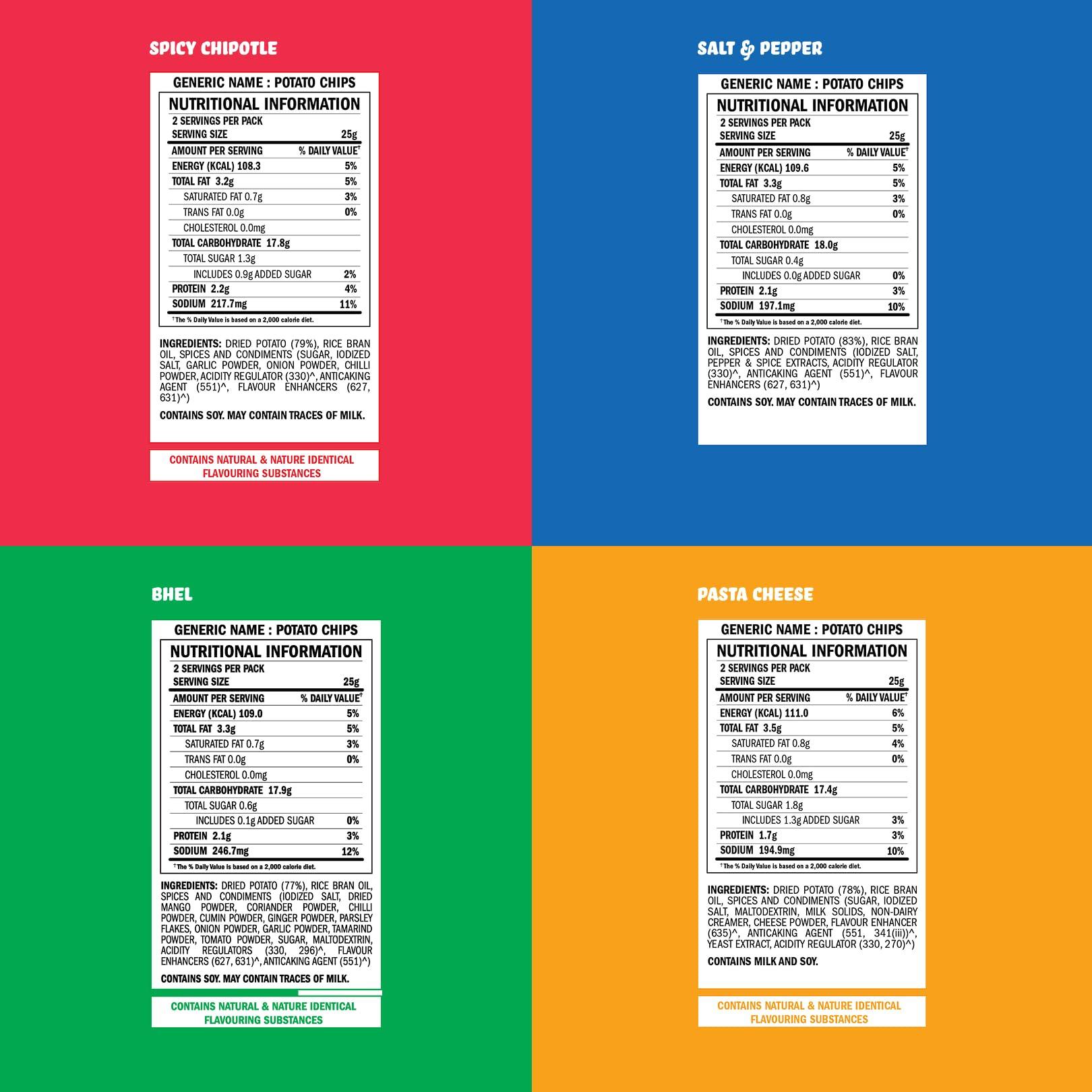 BRB BRB Popped Potato Chips | Not Baked, Not Fried | 4 Flavours | 12 Packs X 25 Grams | 60% Less Fat | Low Calorie | Healthy Snack