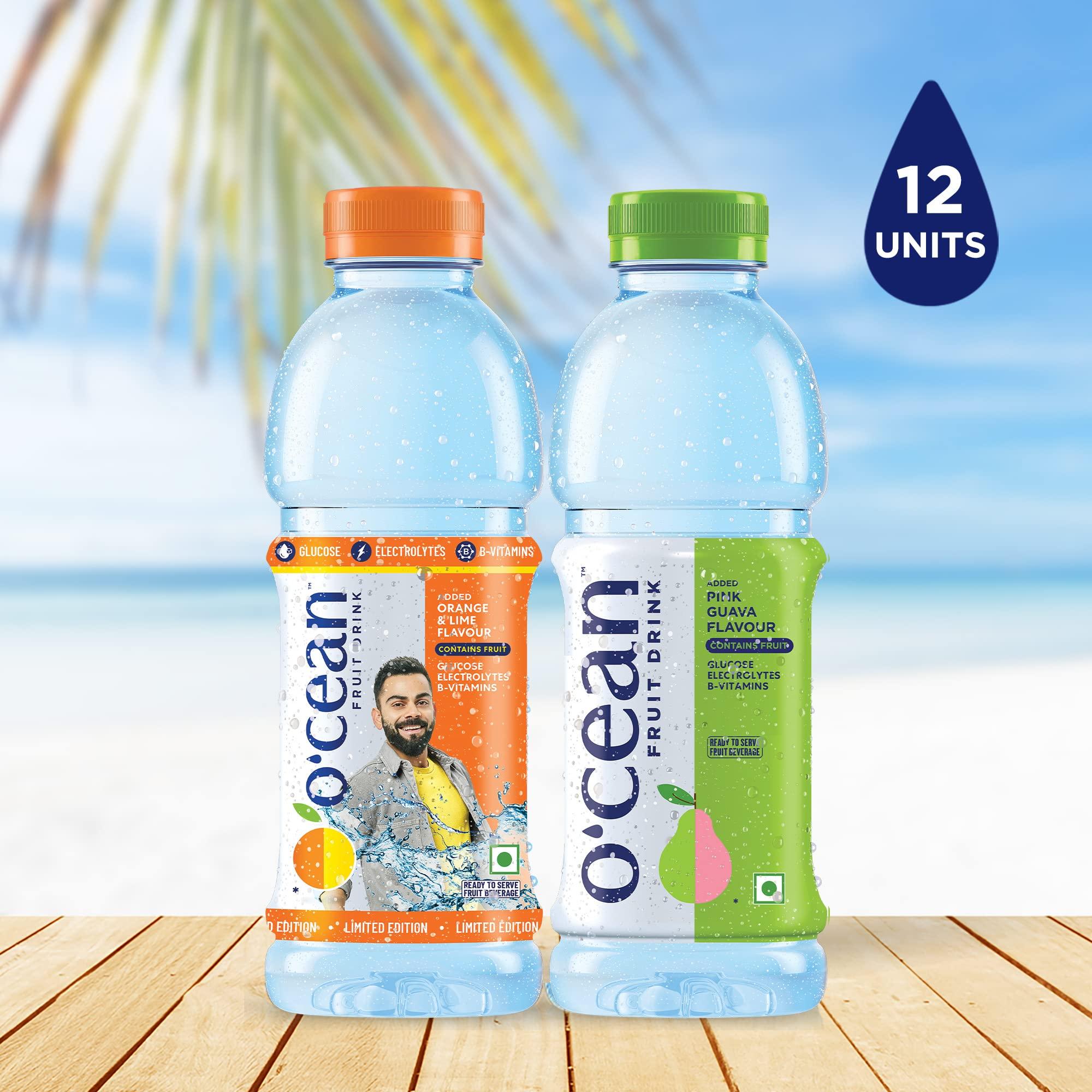 O'CEAN Ocean Fruit Drink Pink Guava 500 ML (Pack of 6) and Orange & Lime Fruit Flavour 500 ML (Pack of 6)