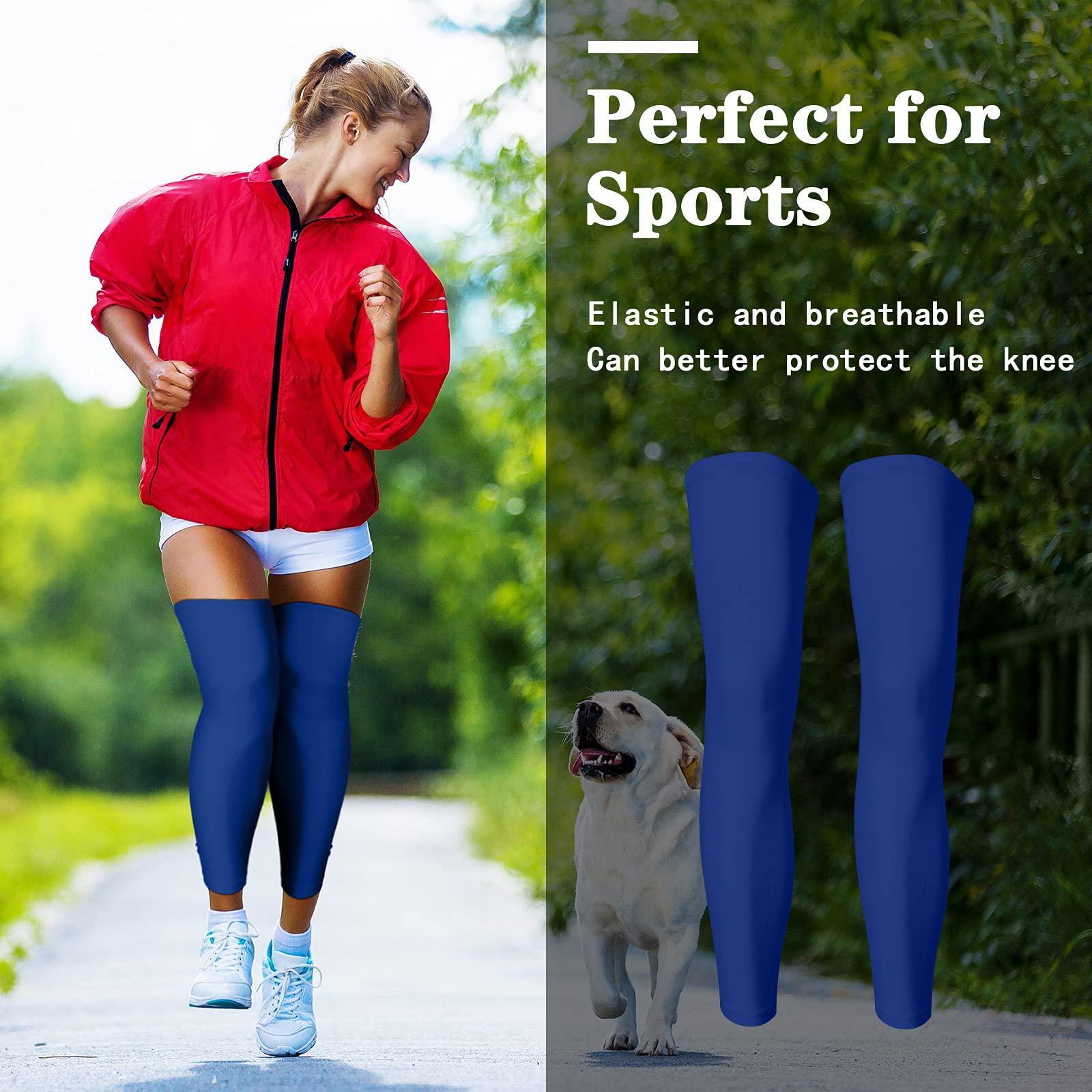 Skylety Skylety Compression Leg Sleeve Full Length Leg Sleeves Sports Cycling for Men Women, Running, Basketball, Black and Blue, Medium