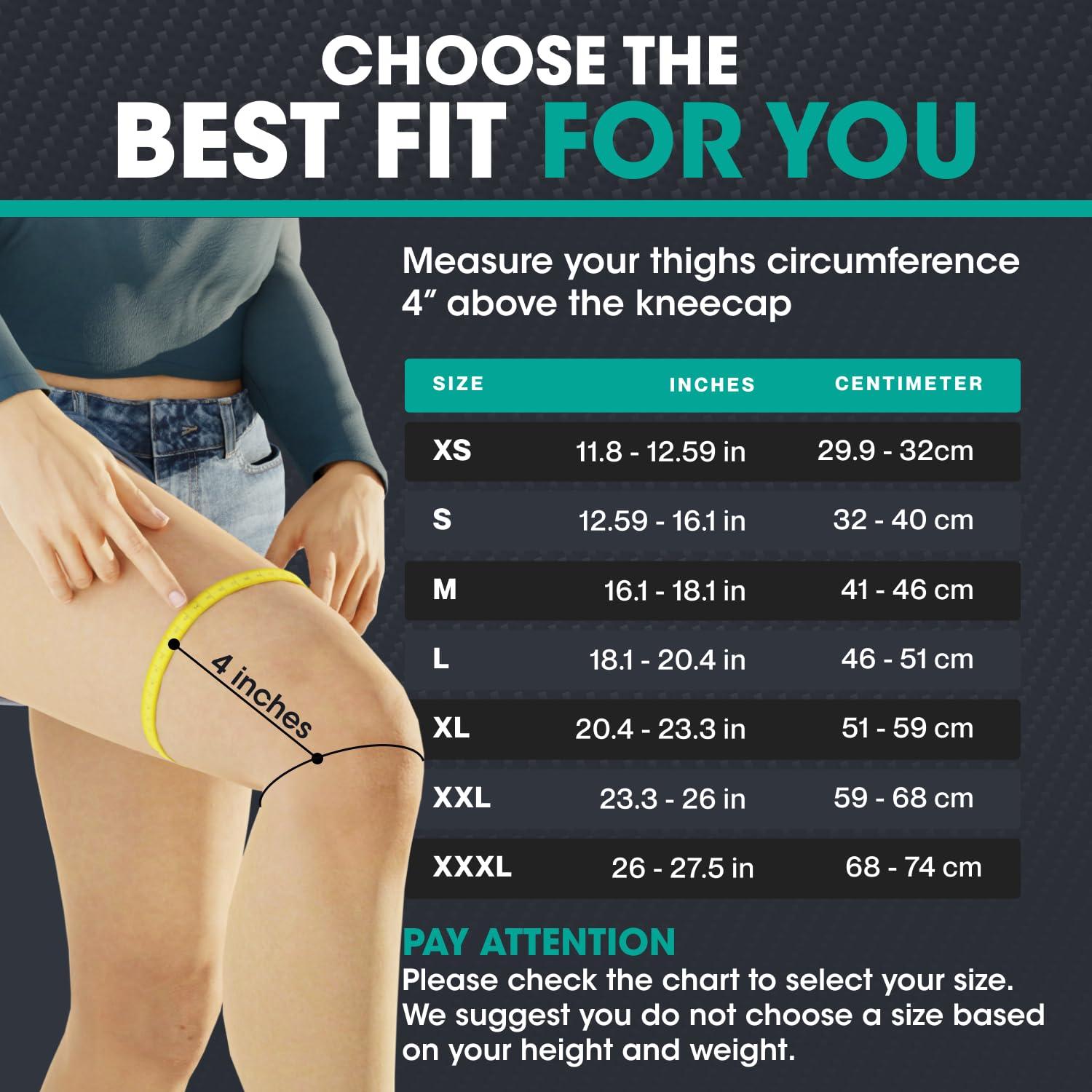 Modvel Modvel 2 Pack Knee Compression Sleeve | Knee Brace for Men & Women | Knee Support for Running, Basketball, Weightlifting, Gym, Workout, Sports | Joint Pain Relief - Please Check Sizing Chart