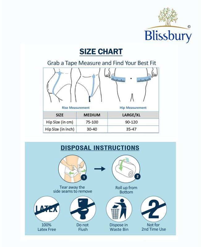 Blissbury Blissburry Premium Adult Diapers (M, 28-42 Inch) - (6 x 10 Diapers) - Unisex Tape Type - Advanced Leakage Protection, Super Absorbent Gel, Soft Cotton Feel - 8-10 Hours Protection