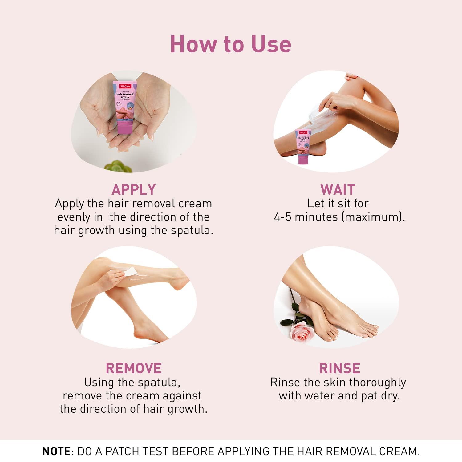 Sirona Sirona Hair Removal Cream, Bikini Hair Removal Cream for Women, Hair Removal Cream for Women, for Bikini Line, Underarm, Legs, Dermatologically Tested, for Dry & Sensitive Skin - 50 gm (Pack of 2)