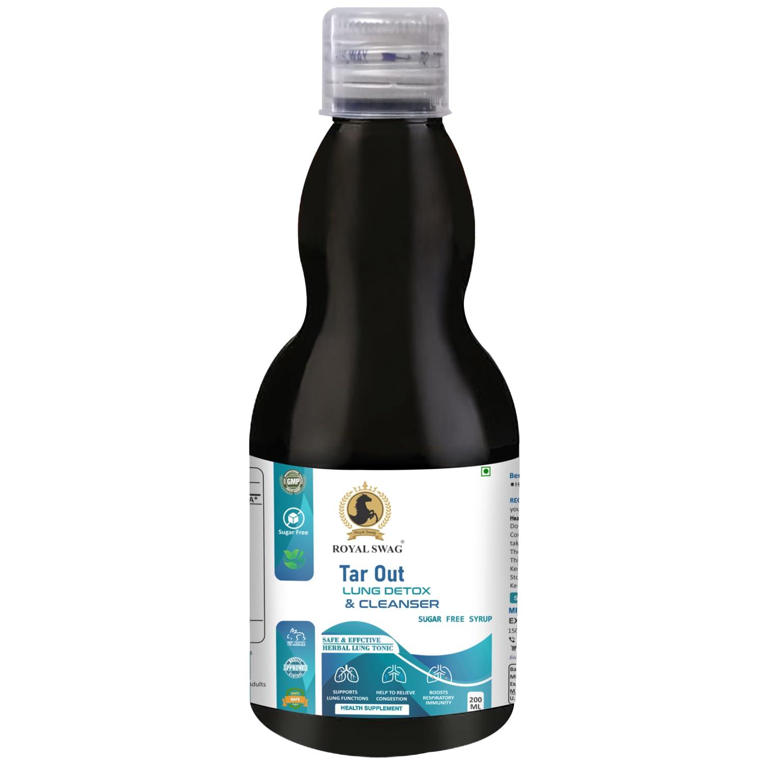 ROYAL SWAG Royal Swag Ayurveda Tar Out Syrup Lungs Detox Set of 3(200 ML) Sugar Free Removes Tar from Lungs due to for smoke & Air Pollution - Herbal Syrup To Remove Toxins From Lung & Mucus Remover | 600 ml