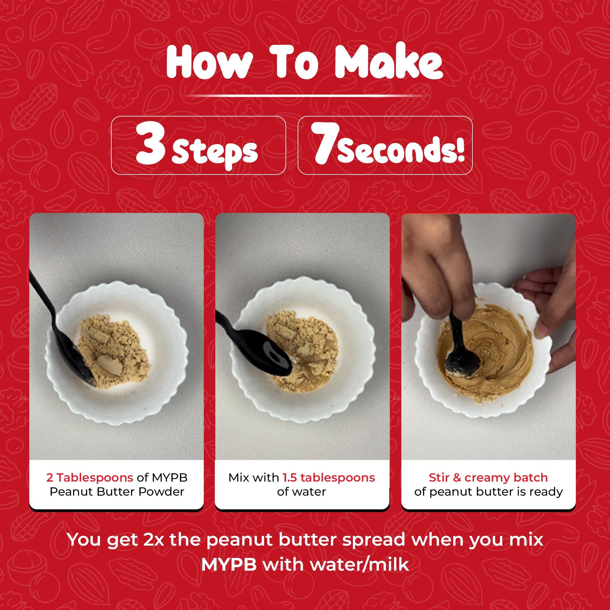 MYPB MYPB Chocolate Peanut Butter Powder High-Protein 54G|Double In Quantity With Water/Milk Mix, Preservative Oils-Free Soy-Free, Cholesterol-Free, For Spreads, Shakes, Baking|Gluten-Free, Vegan, 230Gm