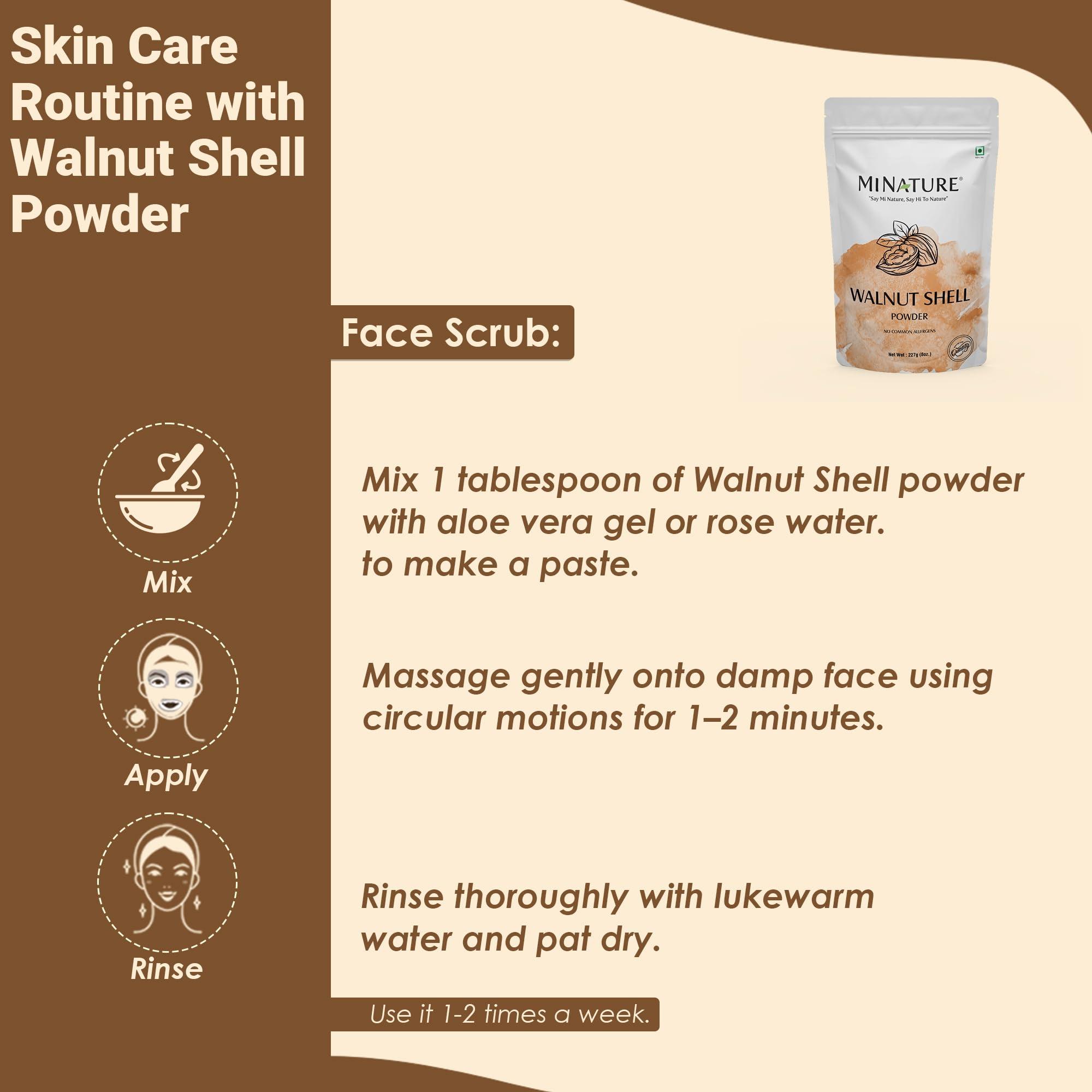 mi nature mi nature Walnut Shell Powder - No Silica or Any Artifical Additives - For Homemade Natural Scrub Formula| 100% Pure, Natural & Cruelty Free - 227g/1/2 lbs/8 oz