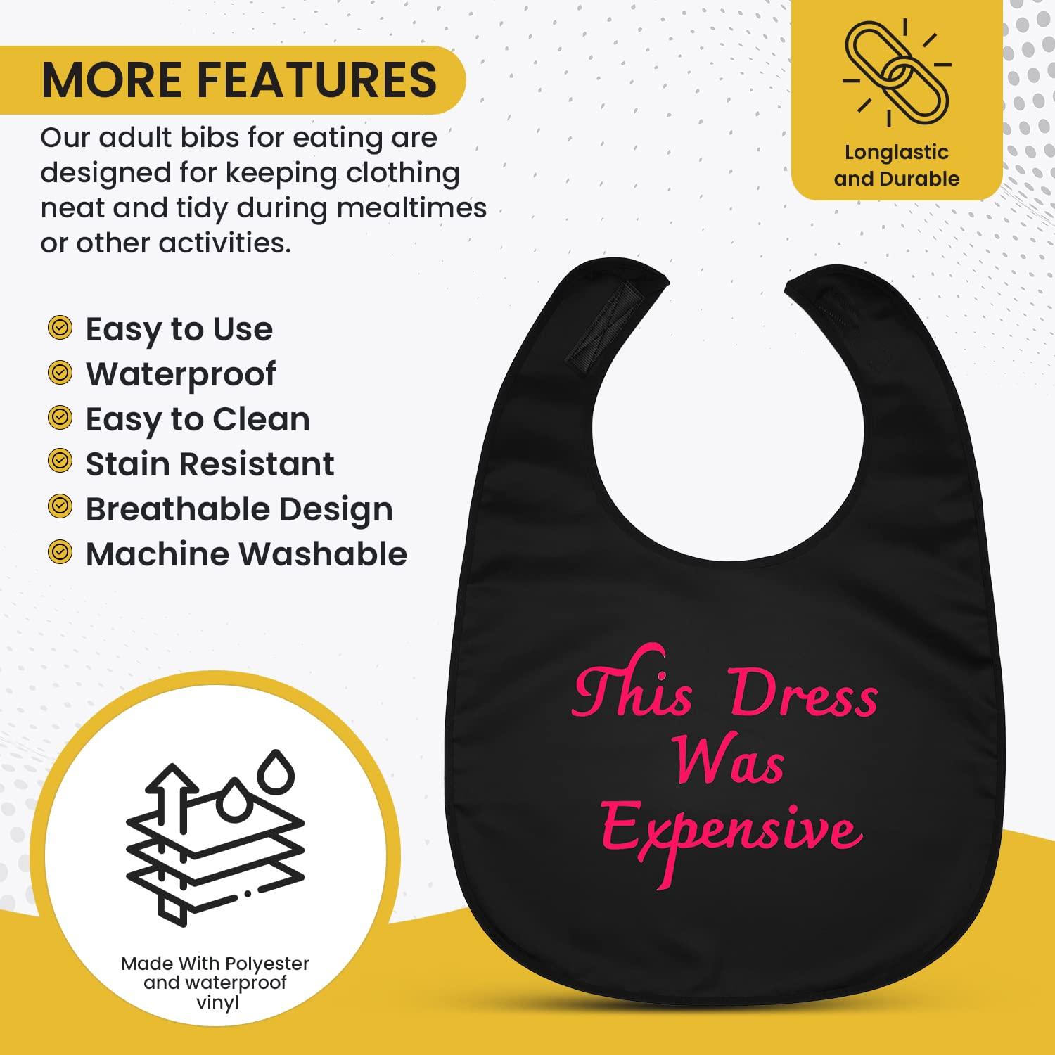 Vicoohome Funny Adult Bibs for Women - for Men Washable Dad Humor Bibs for Eating Dining Bridal Clothing Protectors Wedding Gifts Gag Gift (This Dress Was Expensive)