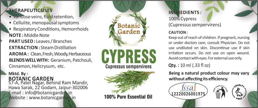 Botanic Garden Botanic Garden Cypress Oil Organic Cold Pressed Oil Varicose Veins,Fluid Retention,Cellulite,Respiratory conditions,Menopausal Symptoms(100 ml)