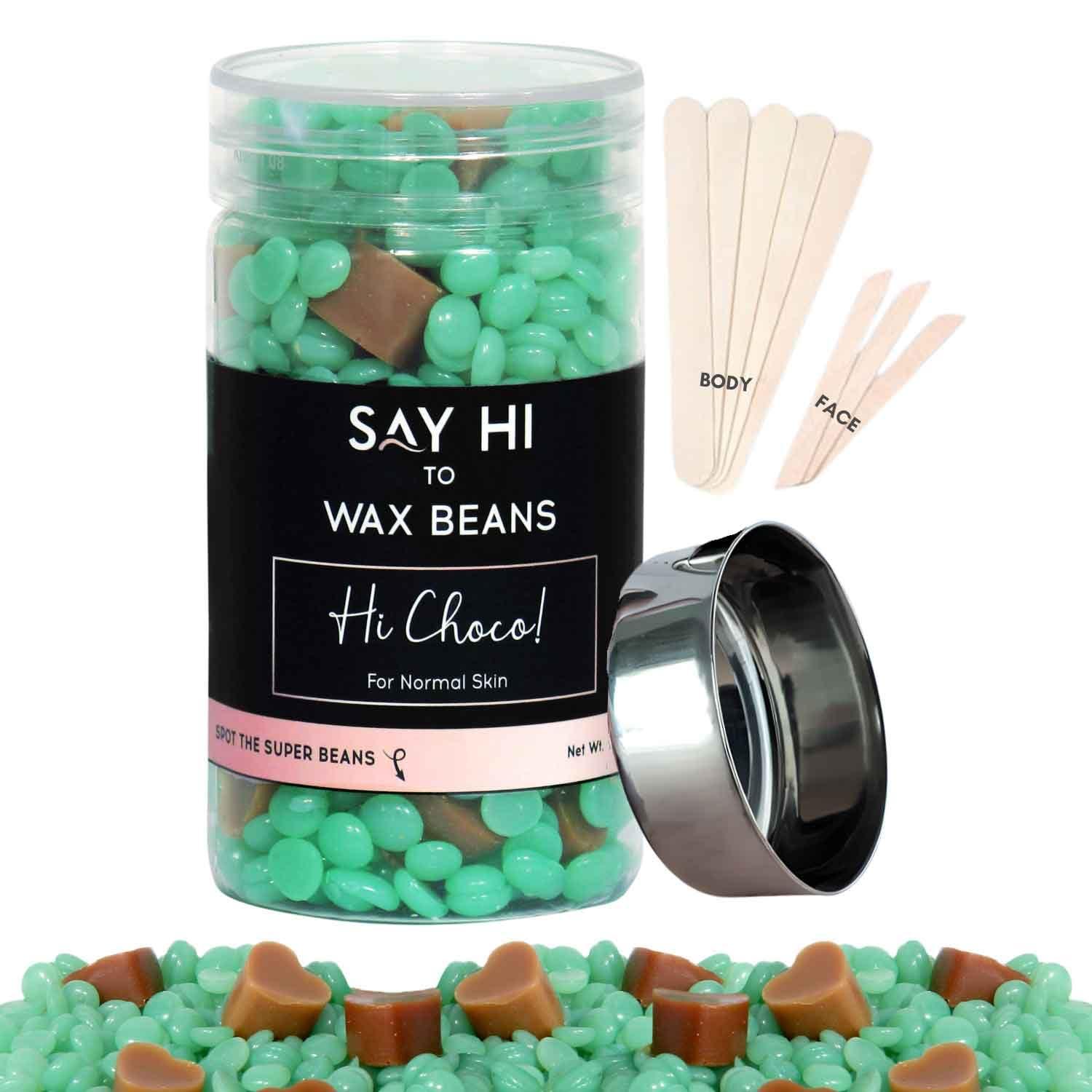 Say Hi Say Hi to Brazilian Wax Beans | Facial Hair Removal, Bikini, Underarms | Stripless, Painless Liposuble Katori Wax Kit for Normal Skin Type (130 grams)