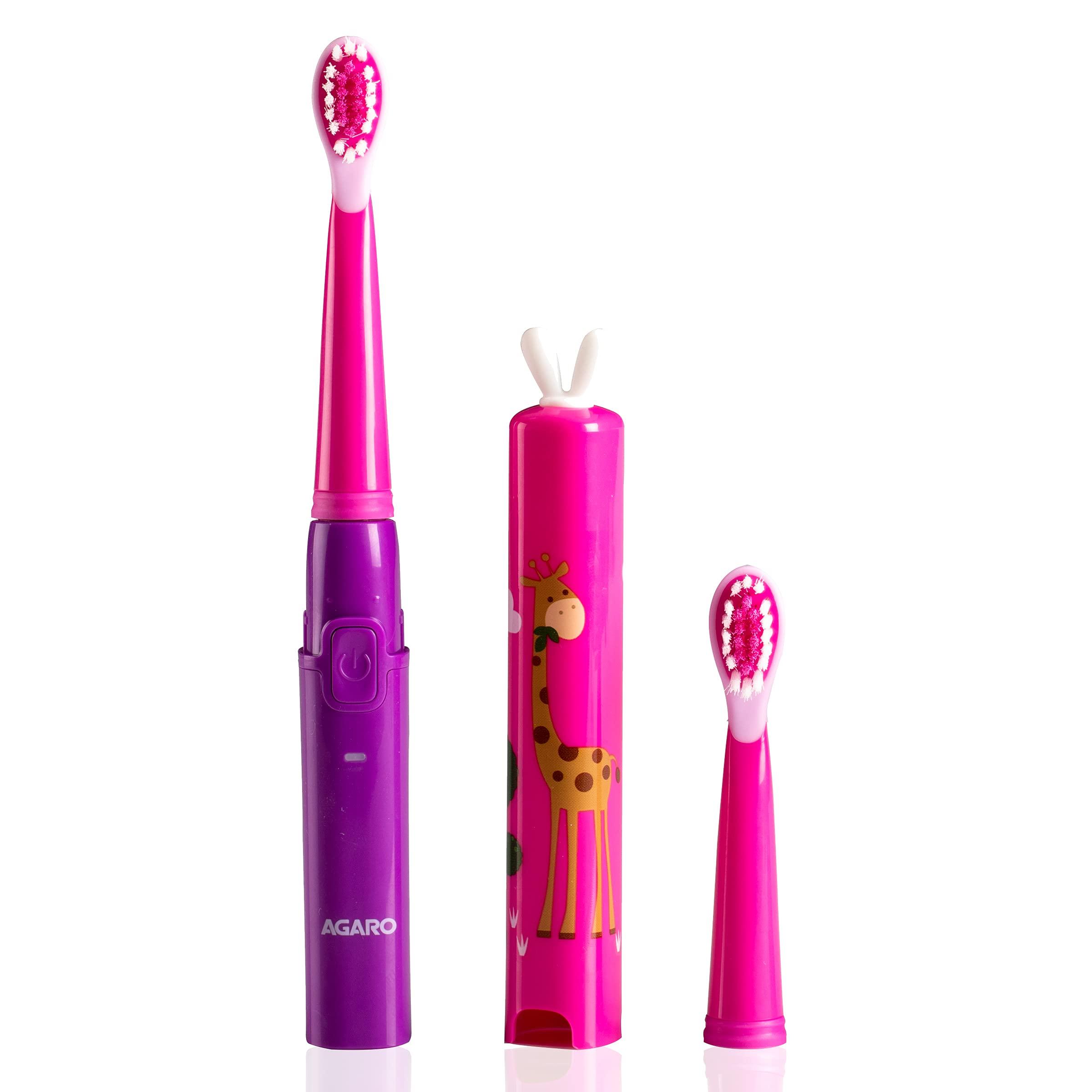 AGARO AGARO REX Sonic Electric Kids Toothbrush with 3 Brushing Modes & Rechargeable Battery(Purple) & AGARO COSMIC PLUS Sonic Electric Tooth Brush For Adults With 5 Modes, 5 Brush Heads (Black)