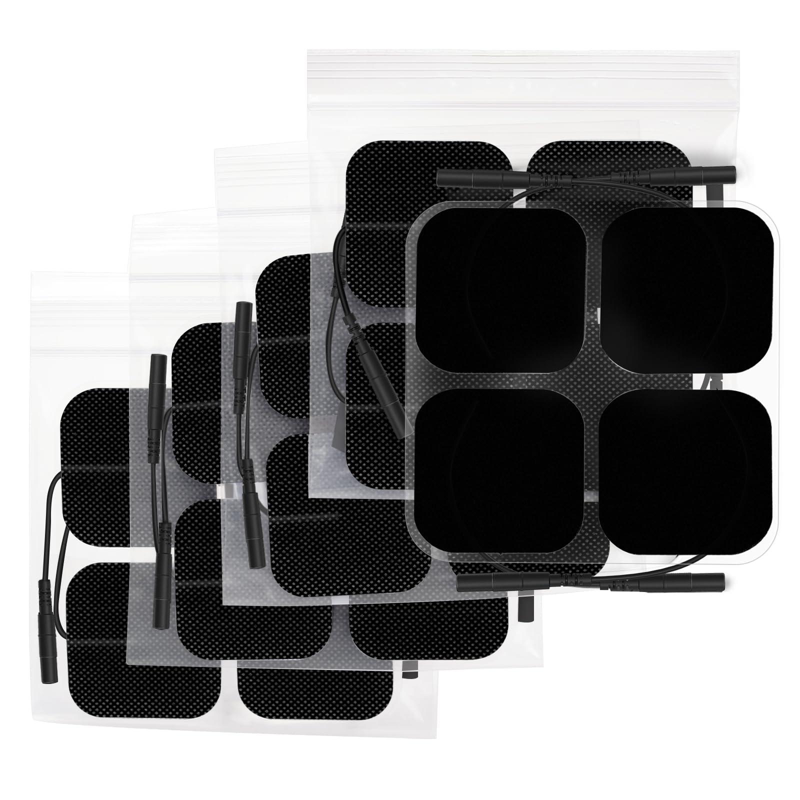AUVON AUVON TENS Unit Pads 2X2 20 Pcs, 3rd Gen Latex-Free Replacement Pads Electrode Patches with Upgraded Self-Stick Performance and Non-Irritating Design for Electrotherapy (Black)
