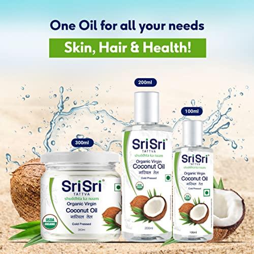 Sri Sri TATTVA shuddhta ka naam Sri Sri Tattva Organic Virgin Coconut Oil, 200ml - Cold Pressed, Natural, Pure Coconut Oil for Healthy Hair and Skin Care - Suitable for Cooking
