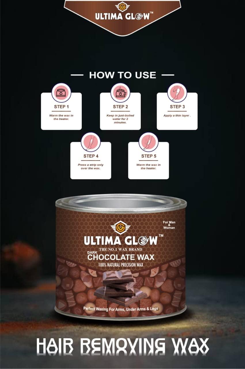 ULTIMA GLOW ULTIMA GLOW dark chocolate strip and stick gram Wax for glowing skin 600 gram wax full body Hair Removal Wax For Arms, Legs, Chest, Back, and Full Body | Men & Women | Tan Removal | All skin Type
