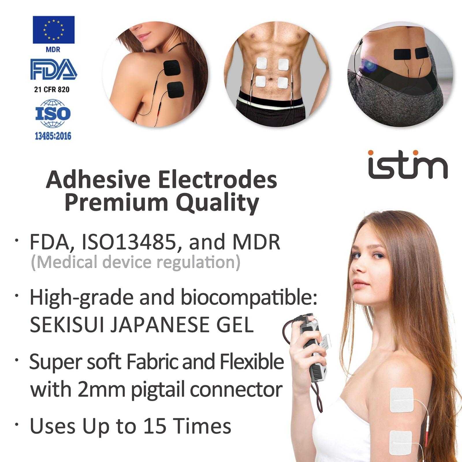 iStim iStim Super Soft 2\"x2\" TENS Unit Electrodes for TENS Massage EMS - 100% JAPANESE GEL (2\"x2\"- 16 pieces)
