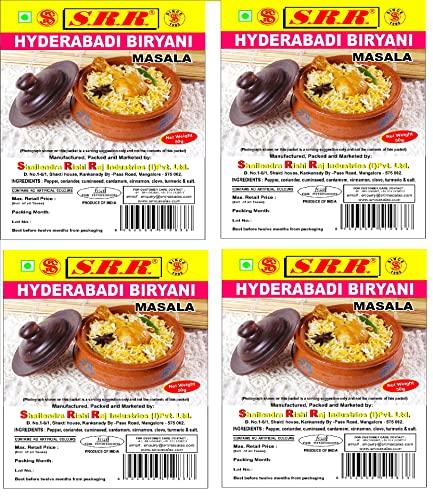 SRR Masala SRR Masala Hyderabadi Biryani Masala 4 pieces (50 Grams x 4) All Natural no artificial flavors or colors