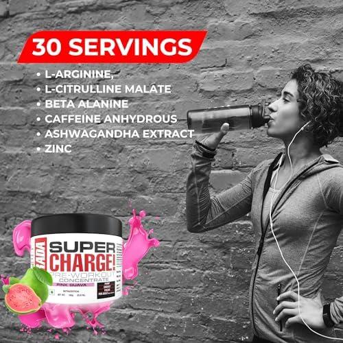 Labrada Labrada Super Charge Pre-Workout Concentrate 150G, Pink Guava (30 Servings|0.75G L-Arginine|375Mg L-Citrulline Malate|2G Beta Alanine|150Mg Caffeine Anhydrous|250Mg Ashwagandha Extract), Powder