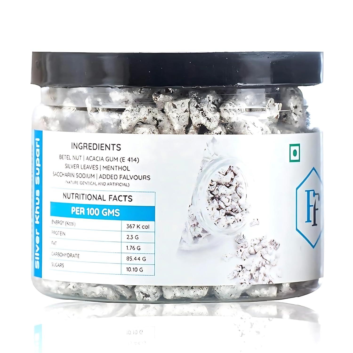 Fuzion Foodz Fuzion Foodz Silver Khus Supari - Mouth Freshener- Sliver Coated Soft Supari Mukhwas - 55 g Each - Pack of 4 (55 g x 4)