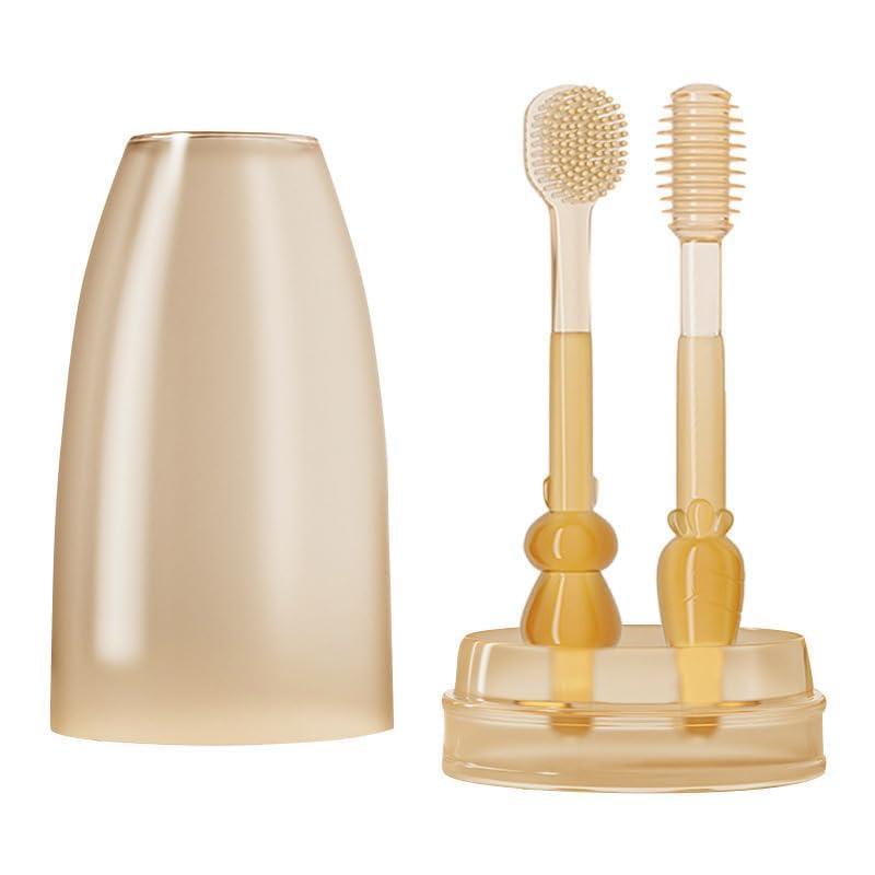 BYKOINE BYKOINE 3 In1 Baby Silicone Toothbrush Set,Baby Toothbrush and Baby Tongue Cleaner for Toddler Oral Care, Soft Silicone Toothbrush (Pack Of 01)