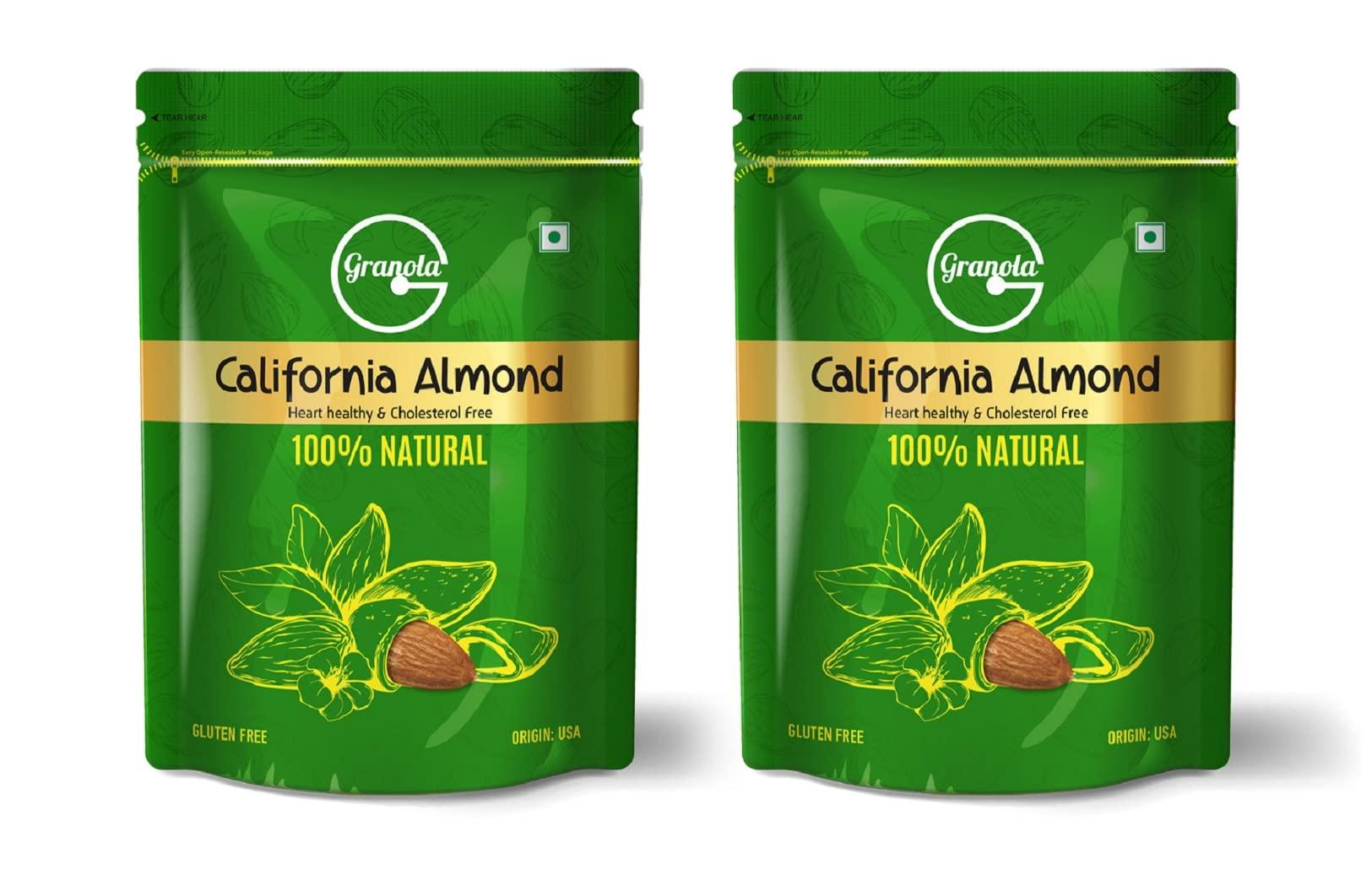 Granola Granola 100% Natural Premium California Almonds 400 g (200g X 2) Dried | Premium Badam Giri | High in Fiber & Boost Immunity | Real Nuts | Gluten Free & Zero Cholesterol