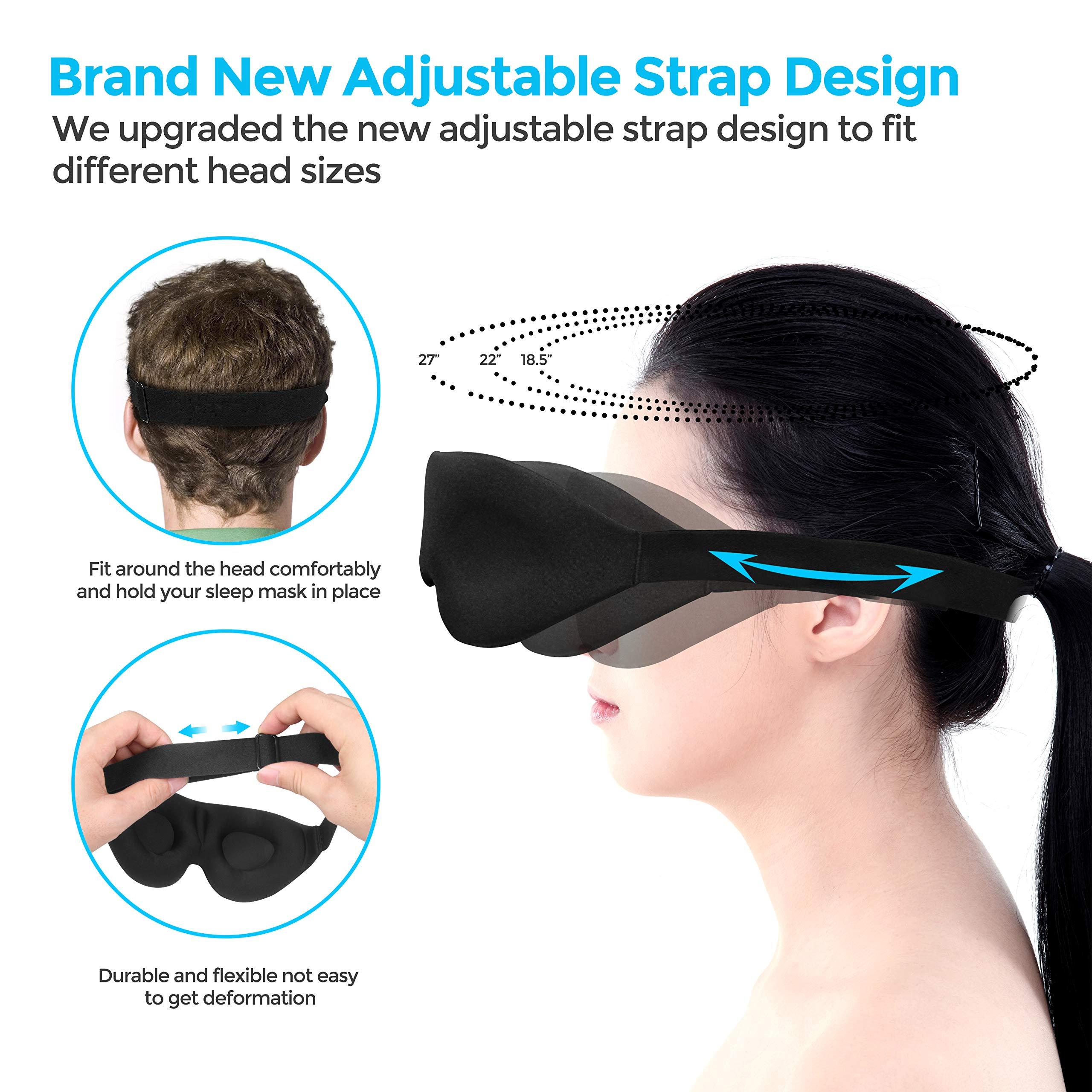 NEWVANGA NEWVANGA Memory Foam Sleep Mask Block Out Light 100%, 3D Contoured Blackout Sleeping Eye Mask Relief Pressure, Soft Cushion Eye Cover Night Blindfold