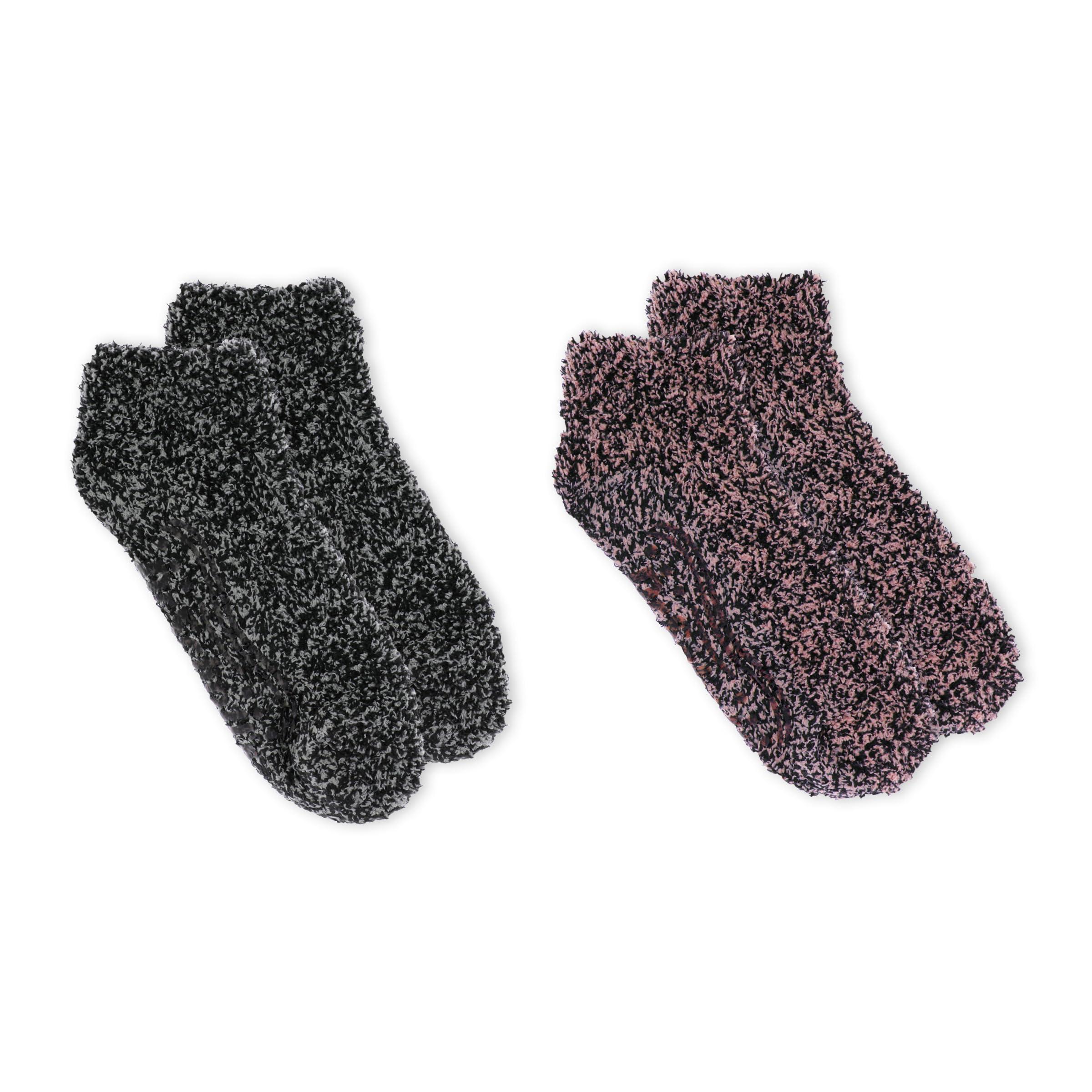 Dr. Scholl\'s Dr. Scholls Womens Fuzzy Spa Socks - Cozy Low Cut 2 & 3 Pairs - Lavender & Vitamin E Infused, Peach/Burgundy, Gray/Black, 4-10