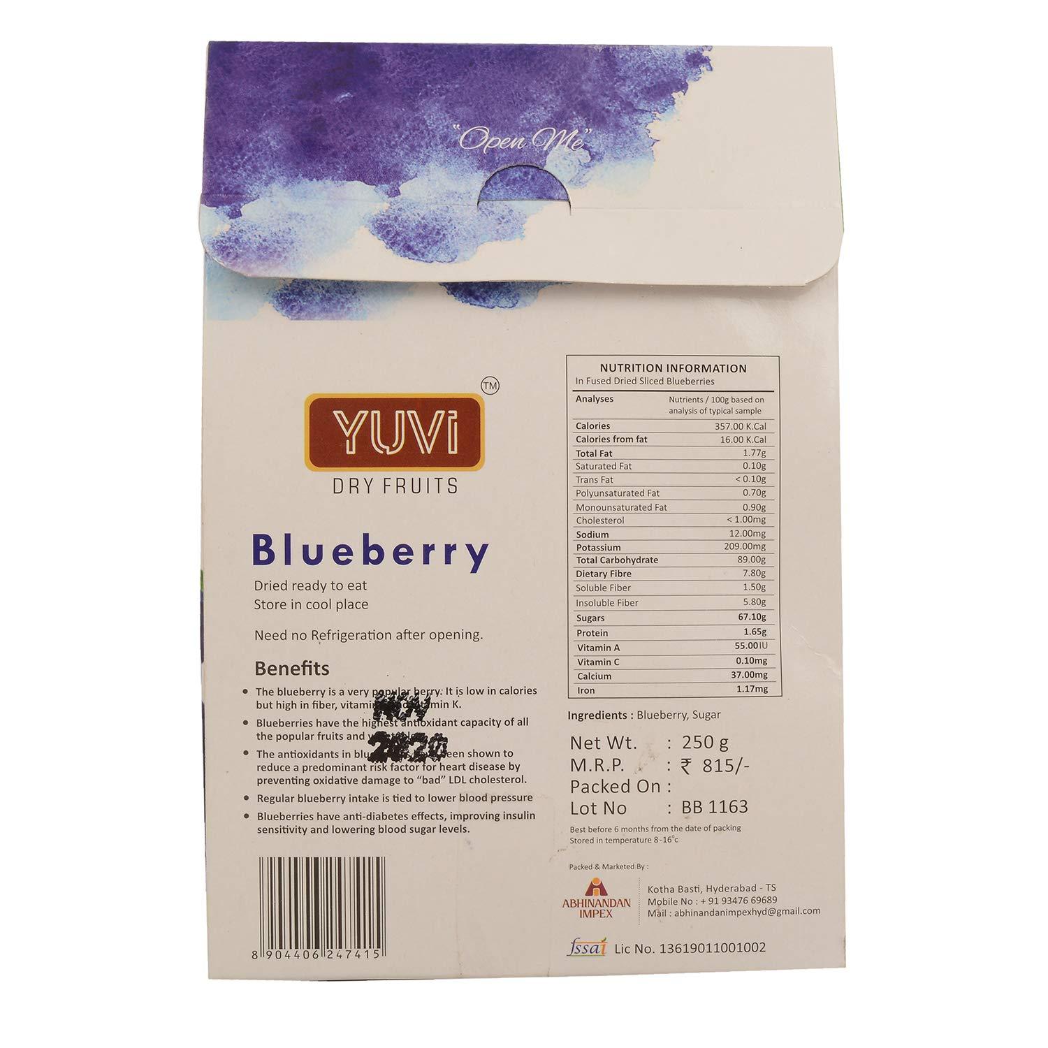 SAINIK'S Dry Fruit Mall - Start UR Day "Traditiona Yuvi's Dried Blueberries | Dried Fruit Blue Berry (Pack of 3 X 250 Grams) 750 Grams