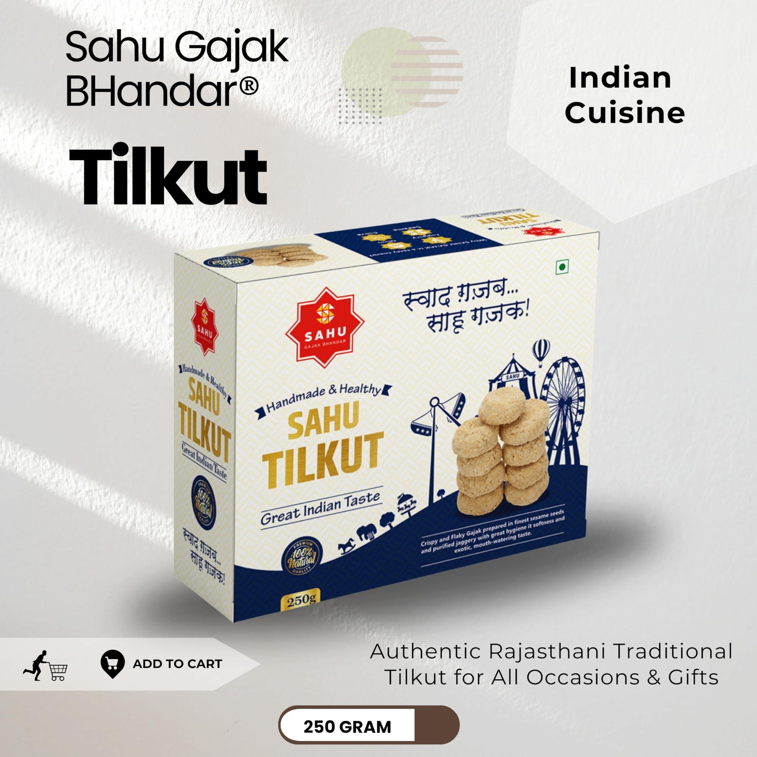 SAHU GAJAK BHANDAR SAHU GAJAK BHANDAR Special Kutema Gajjak 250g | Tilkatri | Tilkoot | Tilkut | Gud Gazak | Sweets and Snacks | No Added Preservatives and Colours and Flavours (Pack of 3)