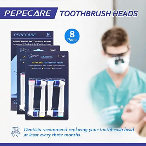 PEPECARE 8 Pack Replacement Toothbrush Heads Compatible with Braun Oral-B Professional Care 500 1000 2000 2500 3000 5000 Vitality Pro Smart Genius Toothbrushes