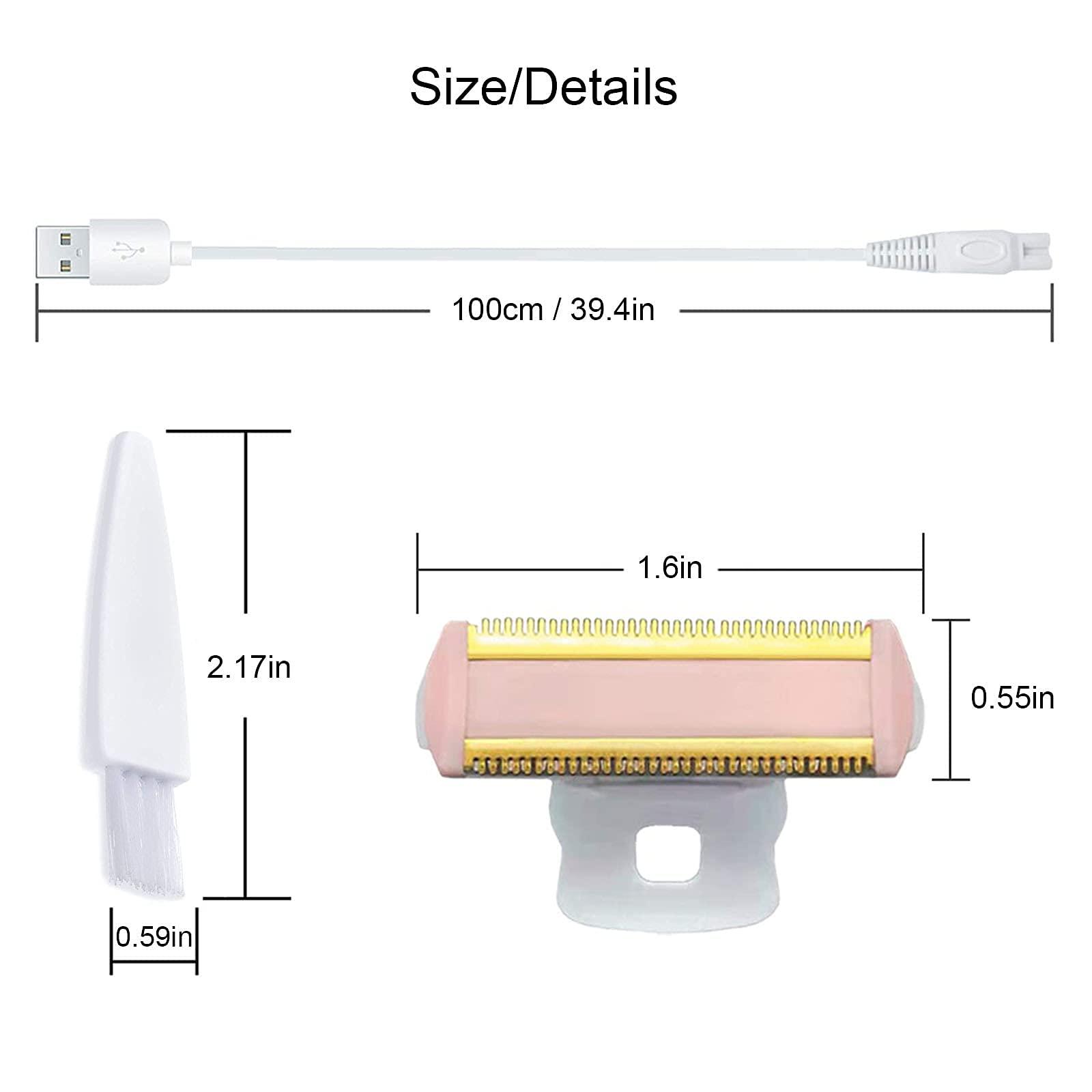 LinMei Women Shaver Replacement Heads and Trimmer USB Charging Cable Compatible with Finishing Touch Flawless Body Rechargeable Ladies Shaver with 2 Cleaning Brushes