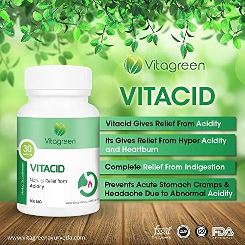 VitaGreen VitaGreen VITACID For Acidity, 500 mg, 90 Capsules (Pack of 3) 100% Herbal, Natural, Ayurveda