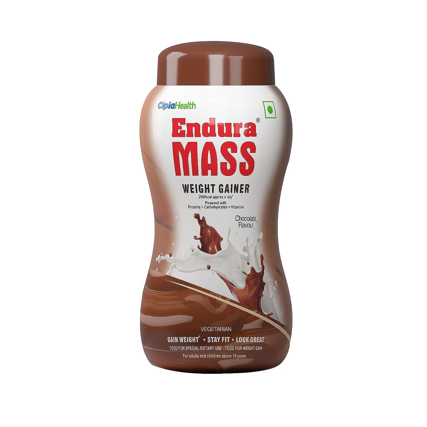 Endura Endura Mass Weight Gainer Powder| Mass Gainer | Gain Weight, Post Workout, 74 g Carbohydrate, 15 g Protein, Healthy Fats (Chocolate, 1 Kg)