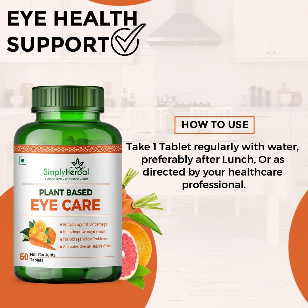 Simply Herbal Simply Herbal Plant Based Eye Care Tablets for Healthy Eyes | Protects from Blue Light & Improves Nigh Vision for Men & Women (60 Tablets)