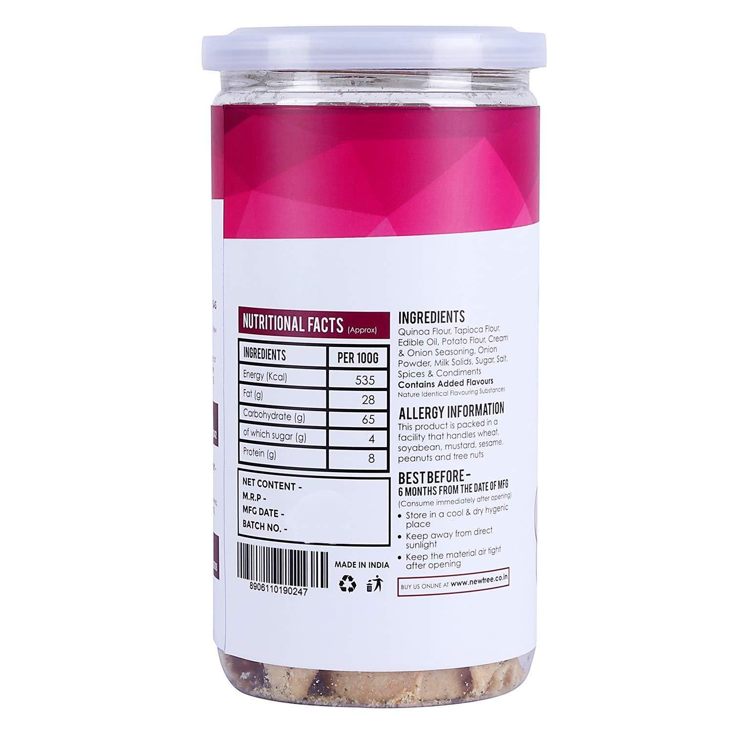 New Tree New Tree Quinoa Chips Cream & Onion 225gms, Gluten Free Snacks