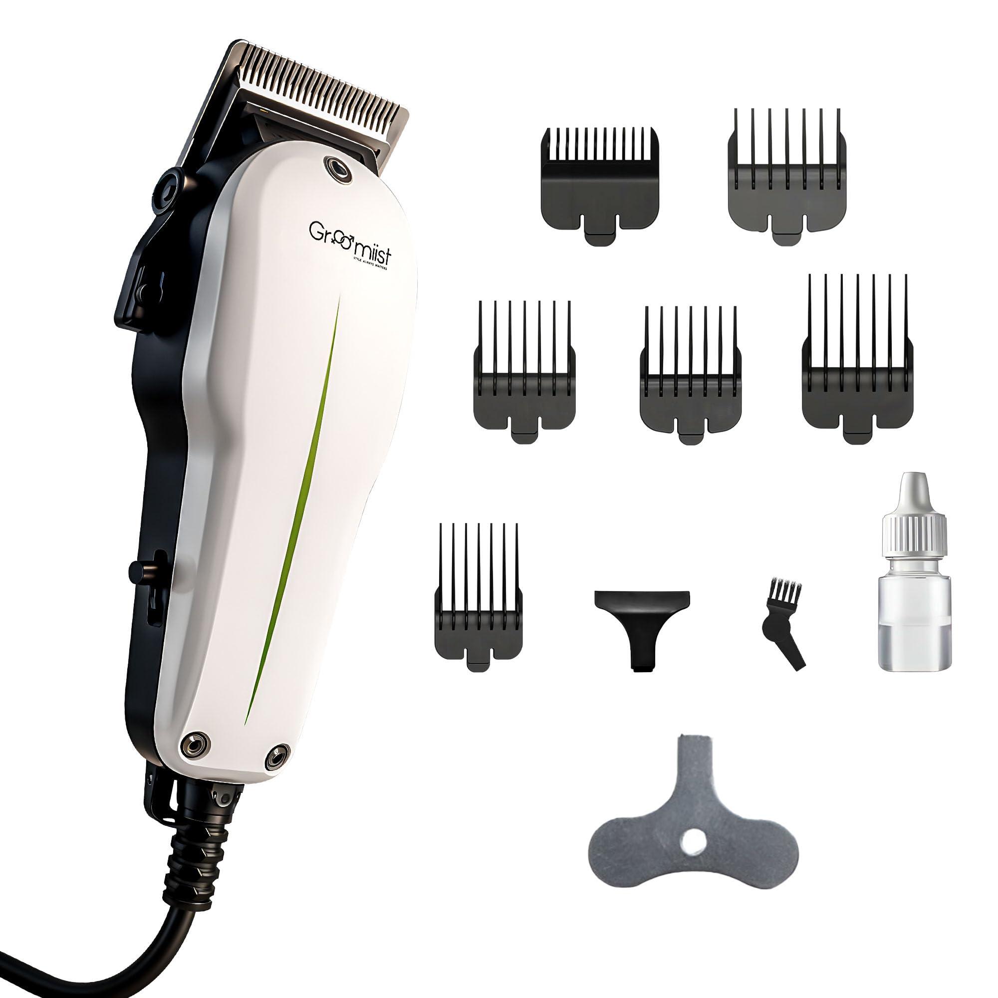 Groomiist Groomiist Professional Barber & Home Use Taper Hair Clipper Shaving Trimmer for Man | Beard Trimming Machines & Smooth Clean Cutting Shaver for Men | 3M Corded Power, 6 Premium Attachment Combs