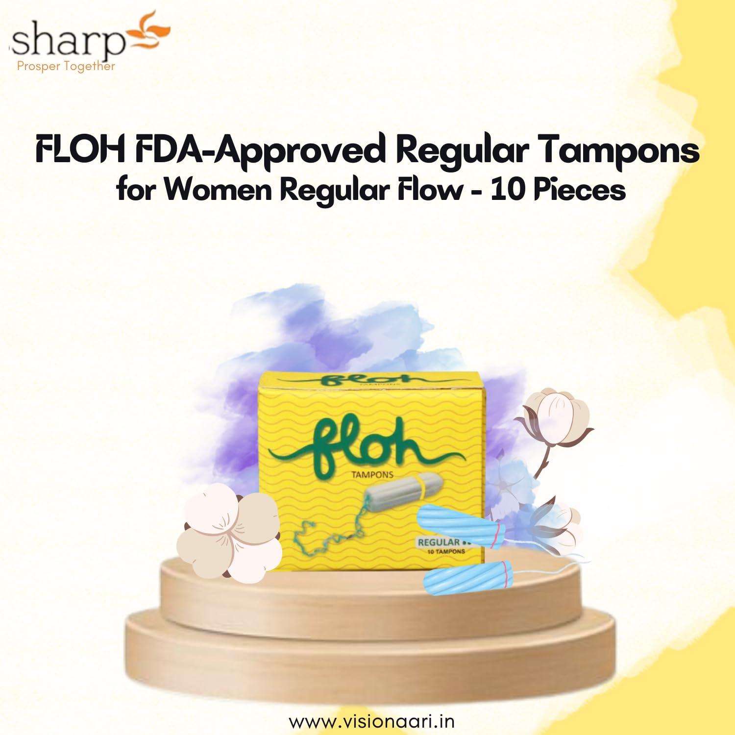 FLOH FLOH FDA Approved Regular Tampons For Women Regular Flow Pack of 2 (20 Pieces)